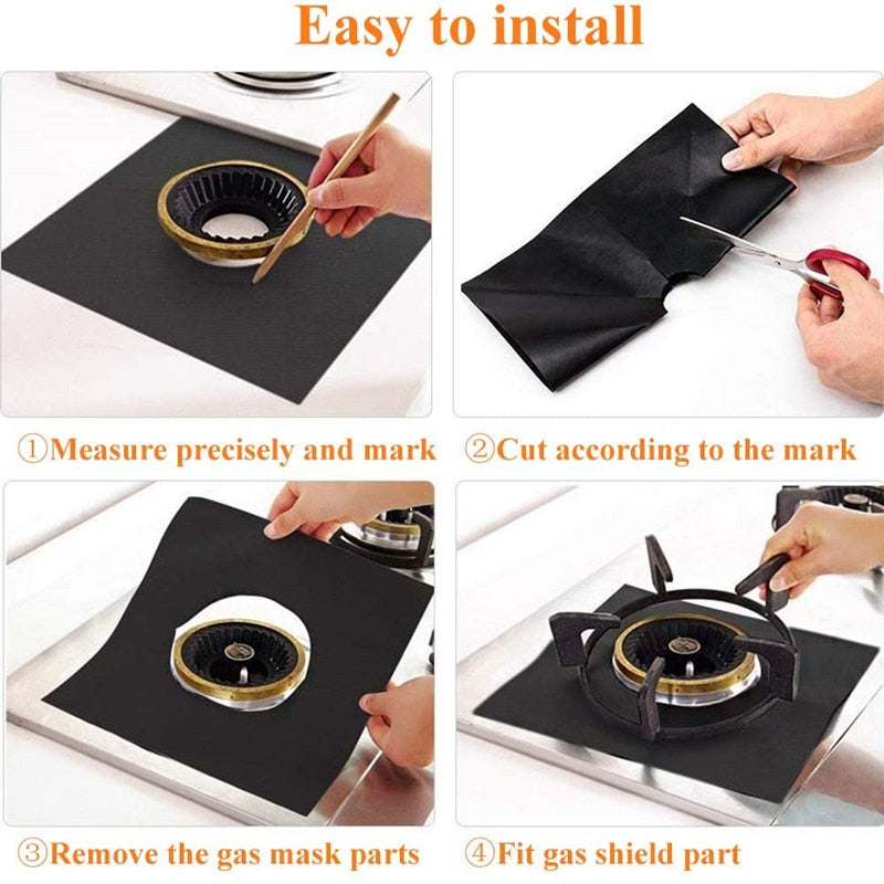 4/6/8Pcs Gas Stove Protector Cooker Cover Liner Clean Mat Pad