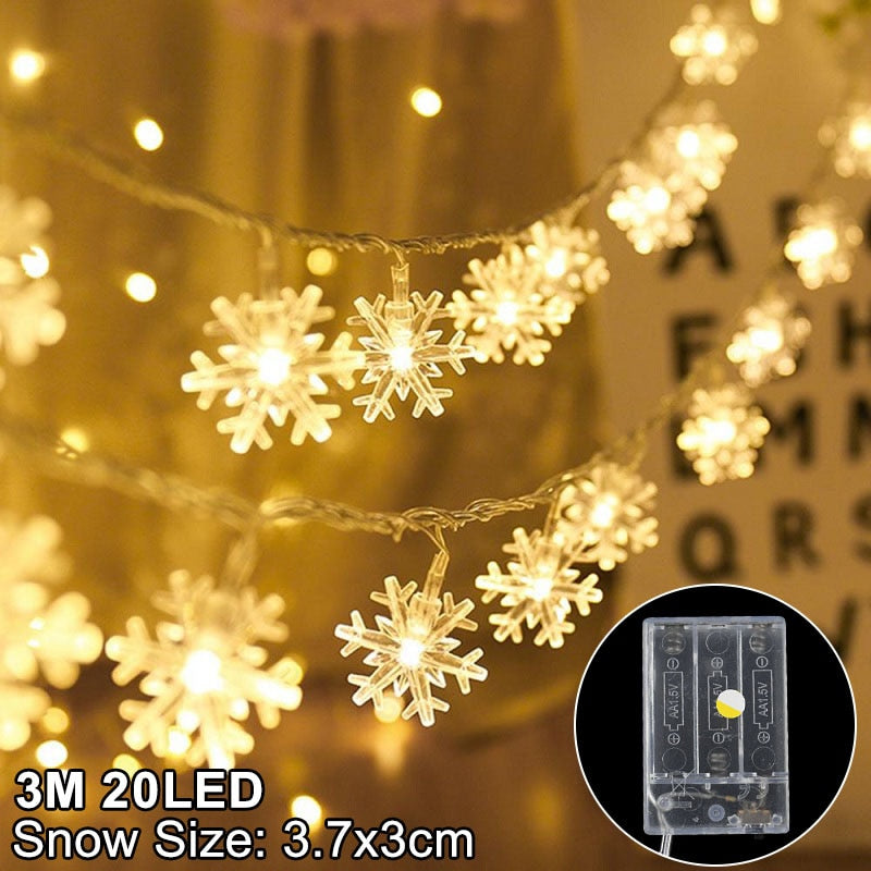 Snowflake LED Light Christmas Decorations For Home Hanging Garland