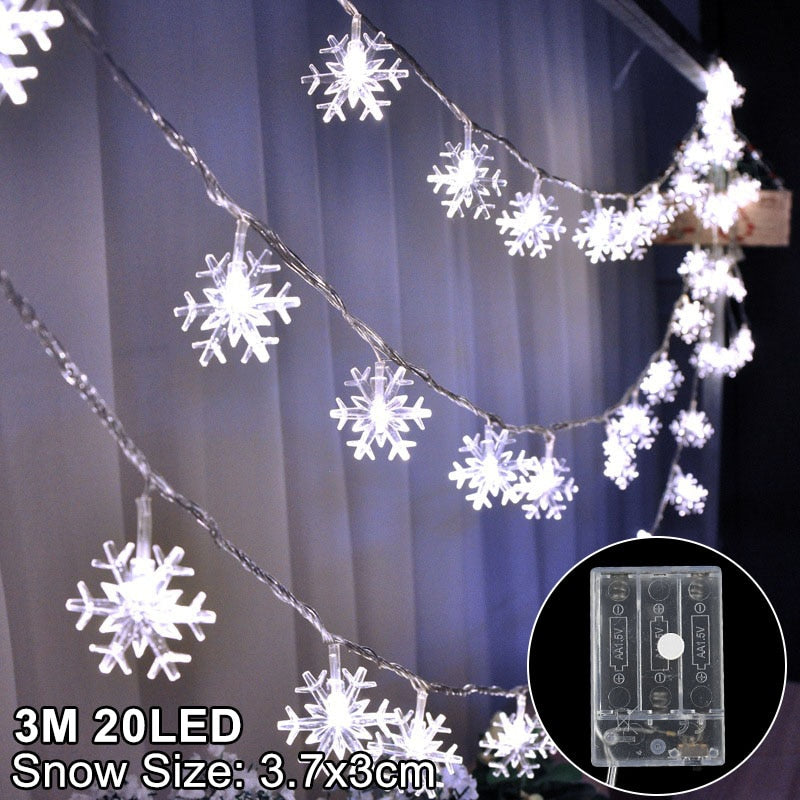 Snowflake LED Light Christmas Decorations For Home Hanging Garland