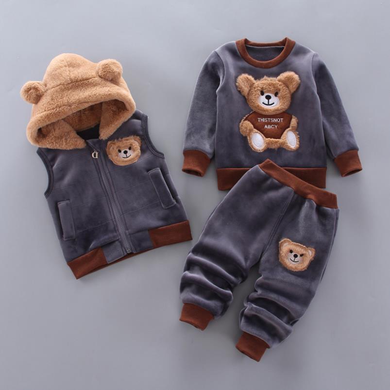 2020 Autumn Winter Suit for Girls Boys Hooded Coat Set