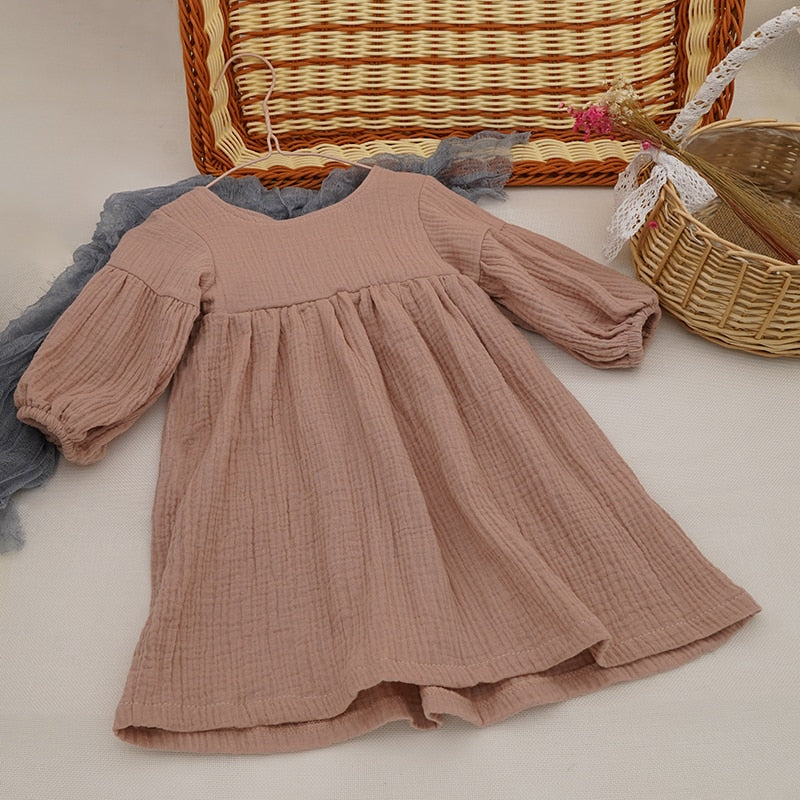 Autumn Spring Clothes Organic Cotton Long Sleeve Girls Dress