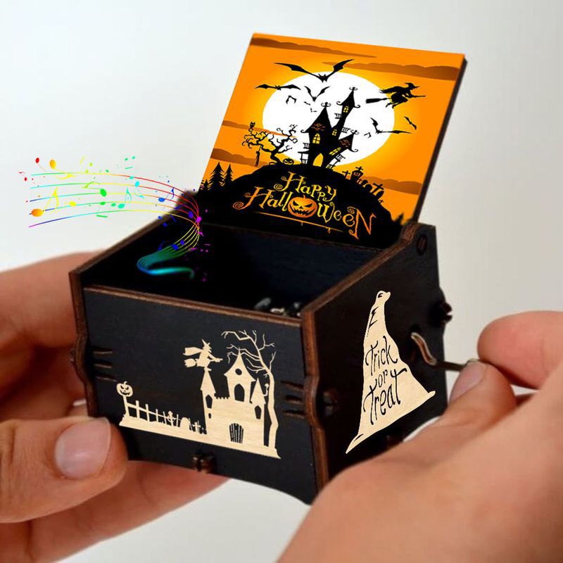 New Wooden Hand Crank Music Box Merry Christmas Music Theme