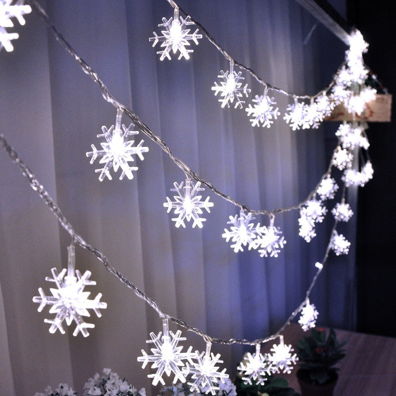 Snowflake LED Light Christmas Decorations For Home Hanging Garland