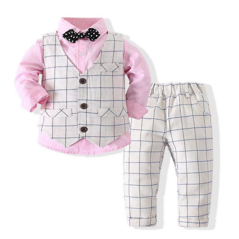 Formal Kids Boy Gentleman Clothes Long Sleeve& Pants Set