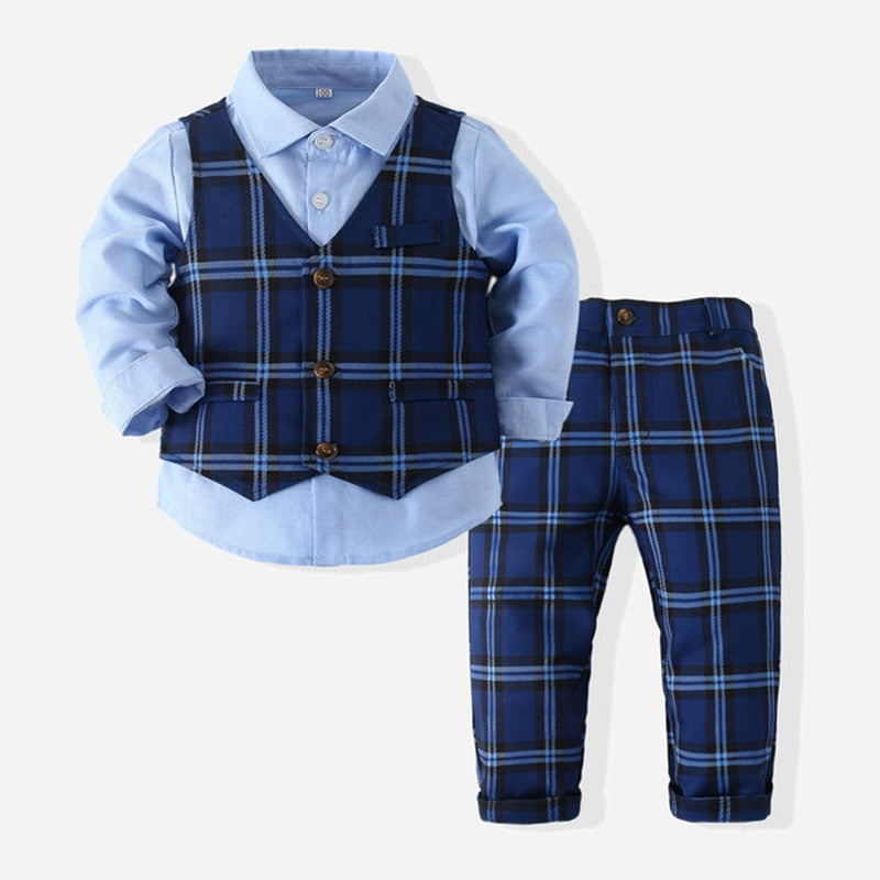 Kids Boy Gentleman Clothing Set Shirt+Waistcoat+Pants