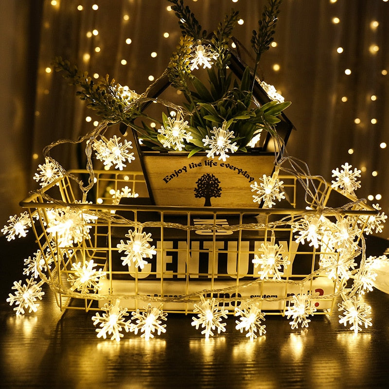 Snowflake LED Light Christmas Decorations For Home Hanging Garland