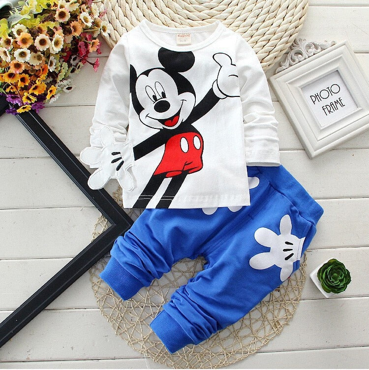 Fall Girls Clothing Outfits Cartoon Minnie Long Sleeve Set