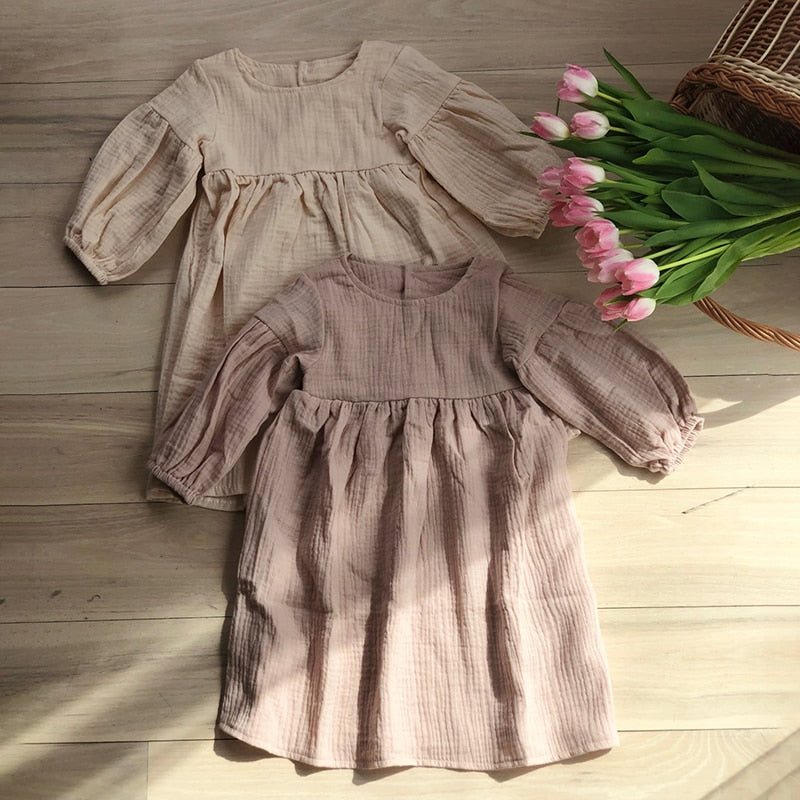 Autumn Spring Clothes Organic Cotton Long Sleeve Girls Dress