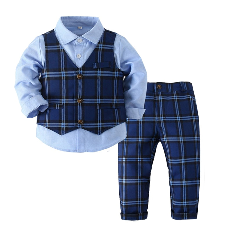 Kids Boy Gentleman Clothing Set Shirt+Waistcoat+Pants