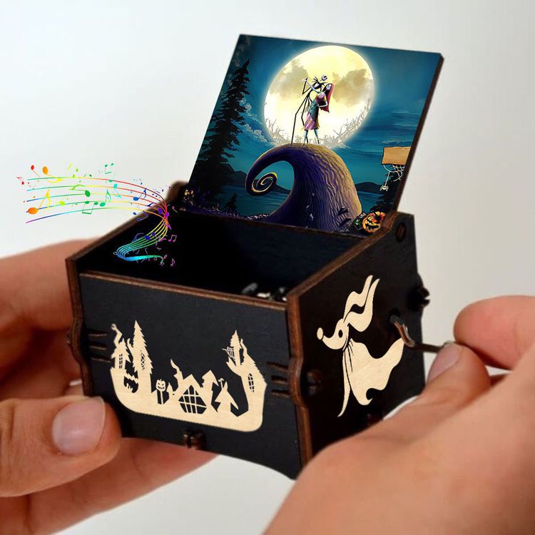 New Wooden Hand Crank Music Box Merry Christmas Music Theme