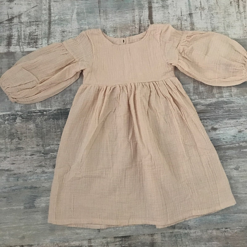 Autumn Spring Clothes Organic Cotton Long Sleeve Girls Dress