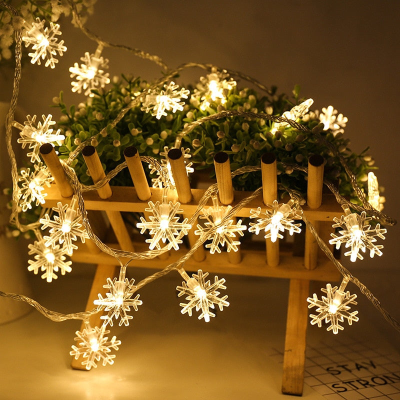 Snowflake LED Light Christmas Decorations For Home Hanging Garland