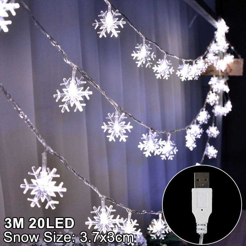 Snowflake LED Light Christmas Decorations For Home Hanging Garland