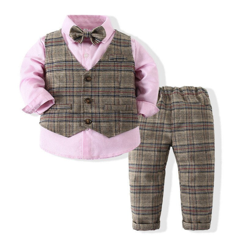 Formal Kids Boy Gentleman Clothes Long Sleeve& Pants Set