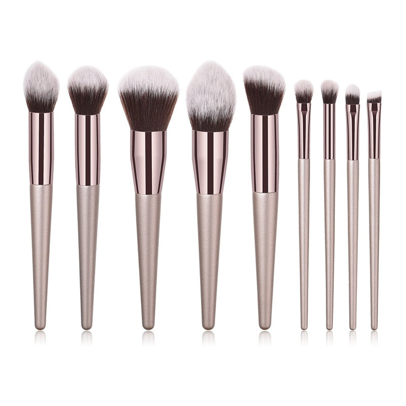 4/10pcs Champagne makeup brushes set for cosmetic foundation
