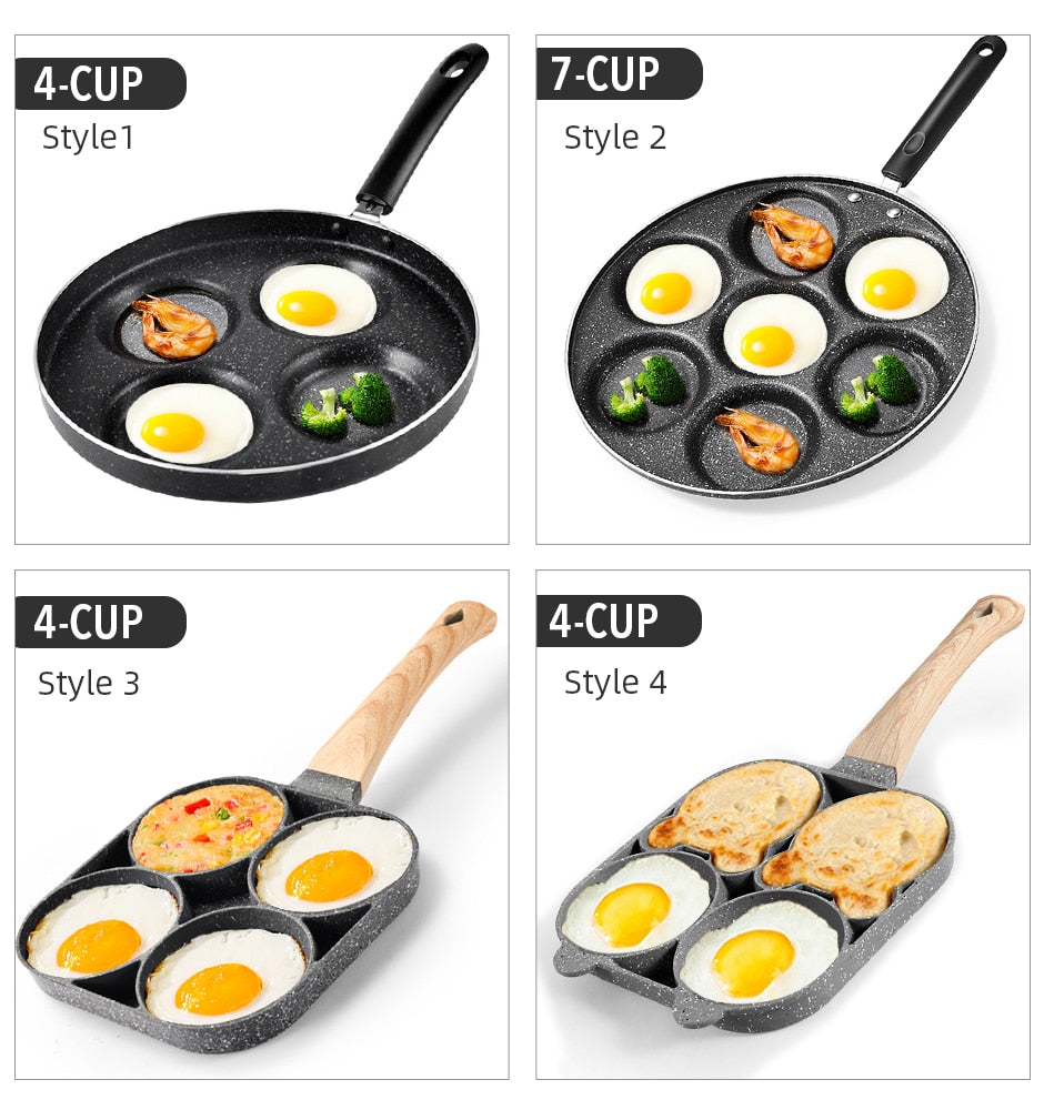 4/7 Cups Pancakes Frying Pans Breakfast Egg Pan Durable Non-stick