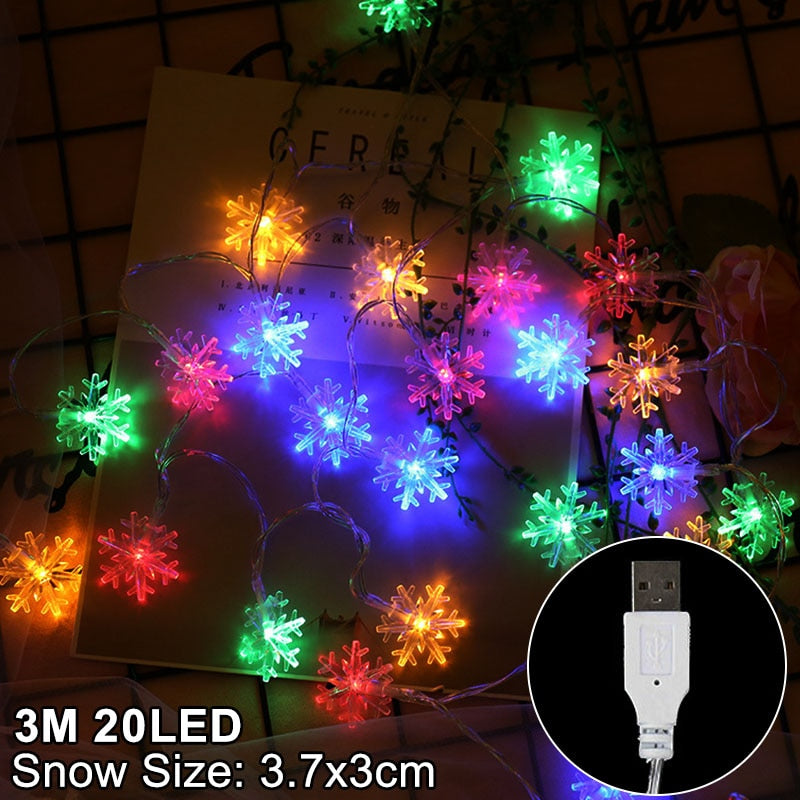 Snowflake LED Light Christmas Decorations For Home Hanging Garland