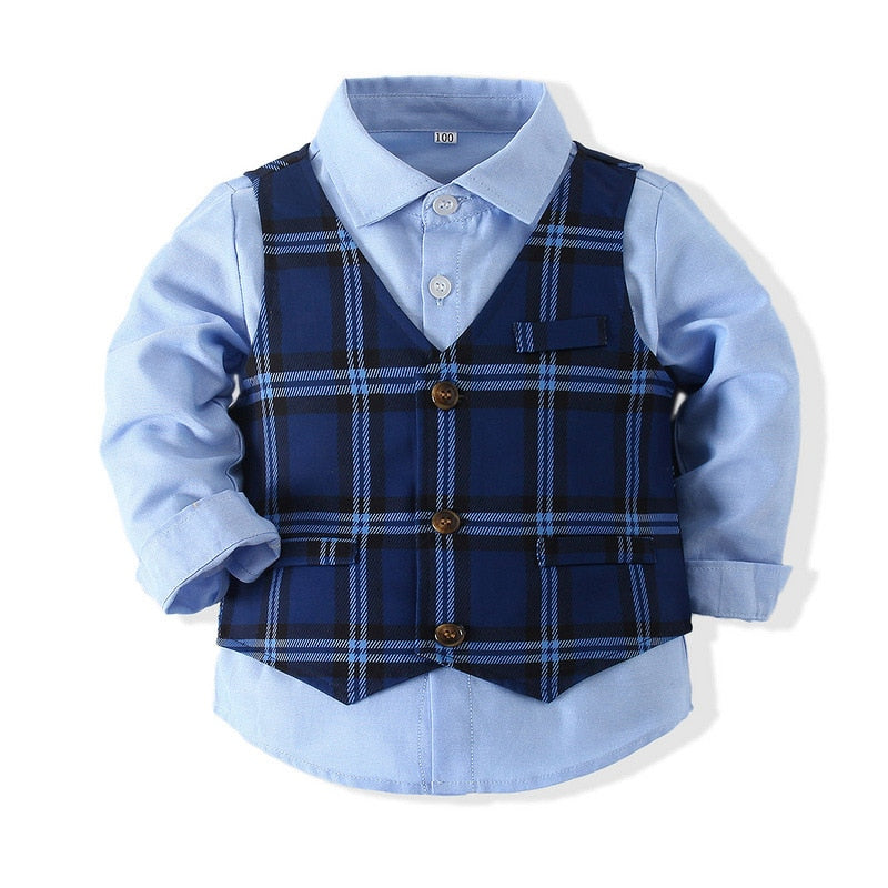Kids Boy Gentleman Clothing Set Shirt+Waistcoat+Pants