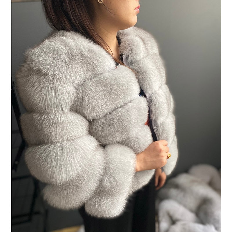 Fashion winter jackets women Warm Coats Natural Faux Fur Coat