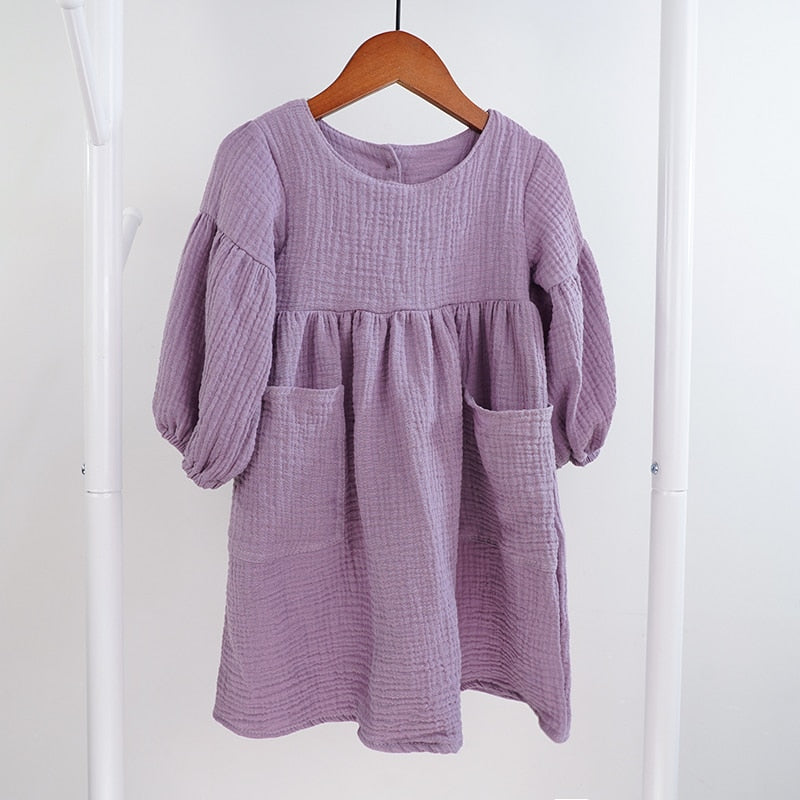 Autumn Spring Clothes Organic Cotton Long Sleeve Girls Dress