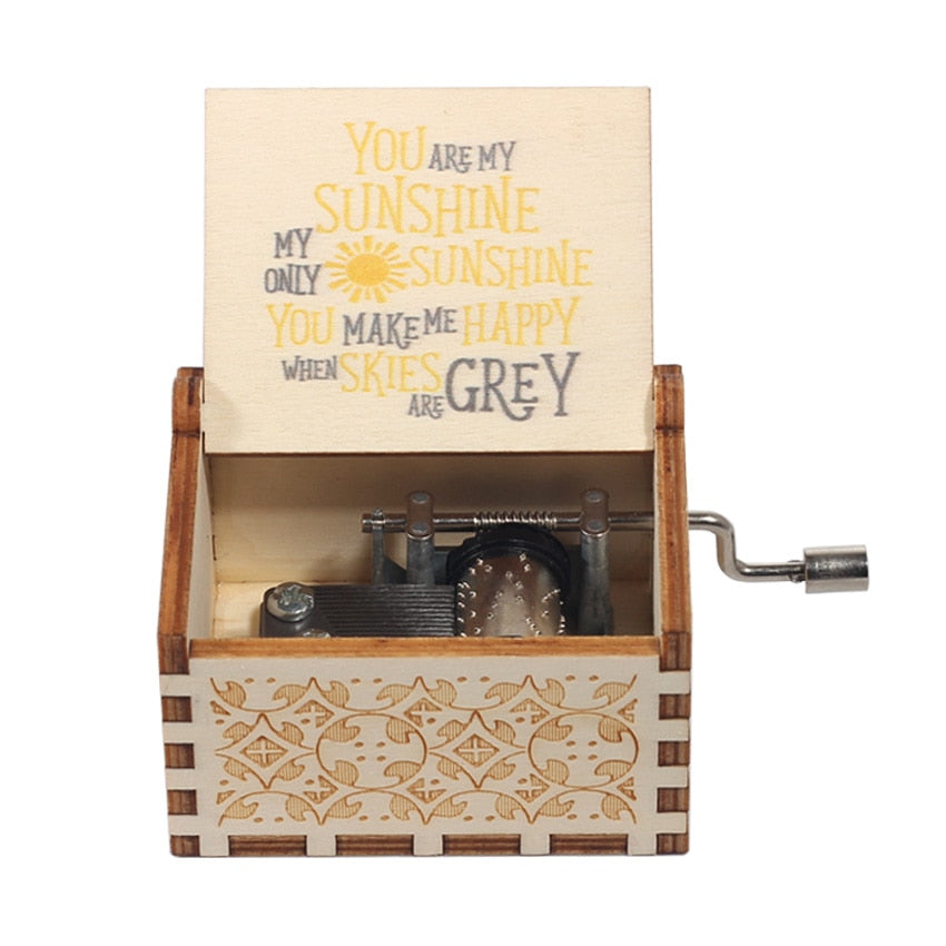 New Wooden Hand Crank Music Box Merry Christmas Music Theme
