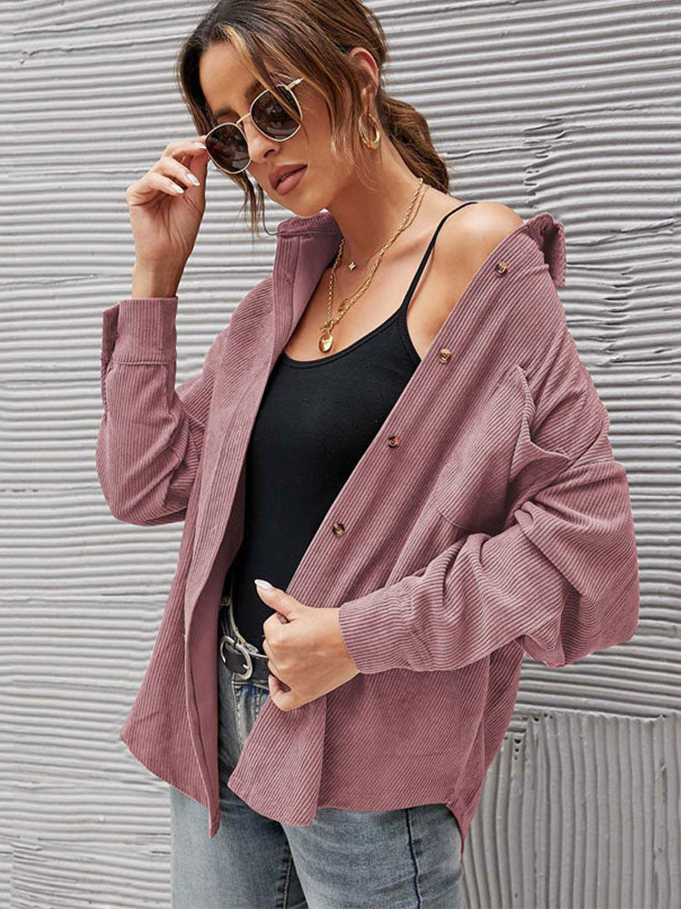 Autumn Corduroy Jacket Woman Long Shirt Jacket Women Button Coat Jackets