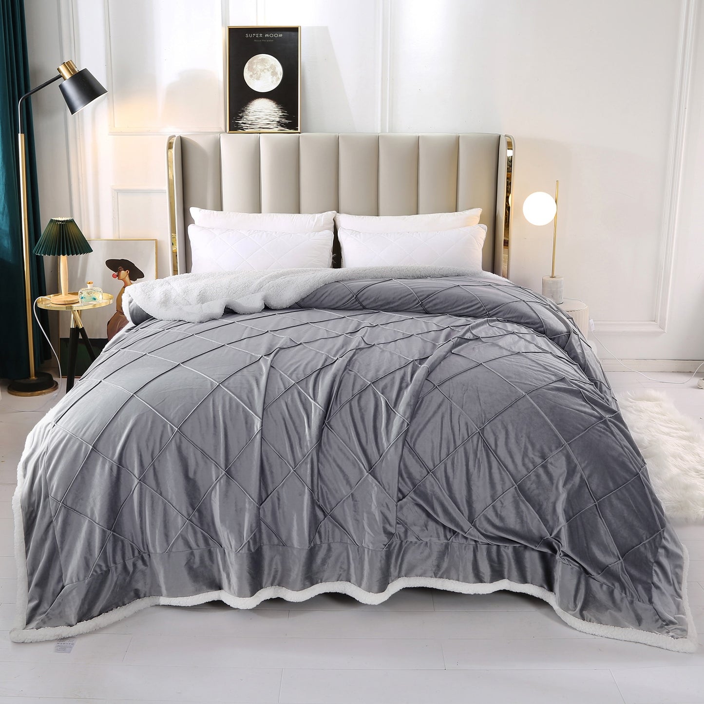 Furry Throw Blanket Warm Cashmere Bedspread Winter Bed Covers
