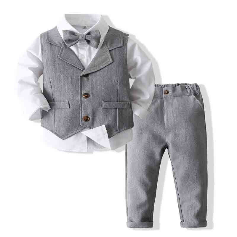 Formal Kids Boy Gentleman Clothes Long Sleeve& Pants Set
