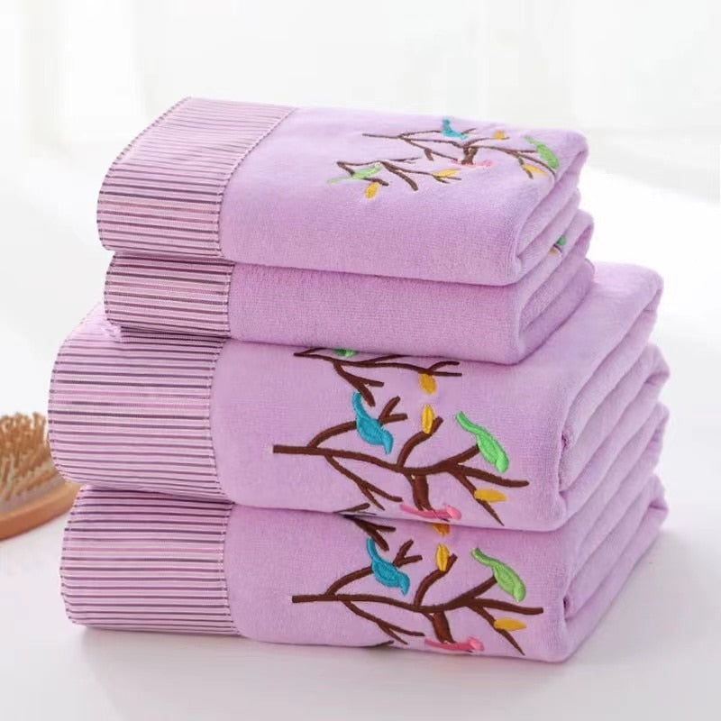 Microfiber Towel Set Luxury Lace Embroidered Bath Towel Gift Set
