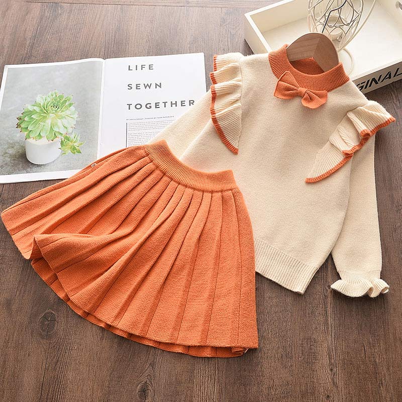 Girls Set Autumn Fashion Winter Wool Coats And Skirts
