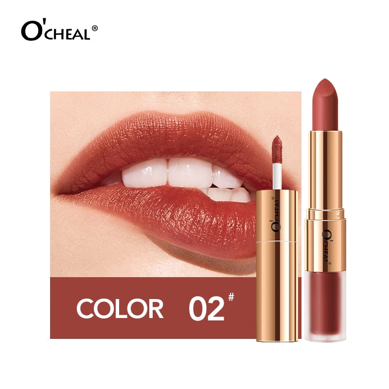Dual Head 12 Colors Lip Gloss Long Lasting Moisture Lipstick