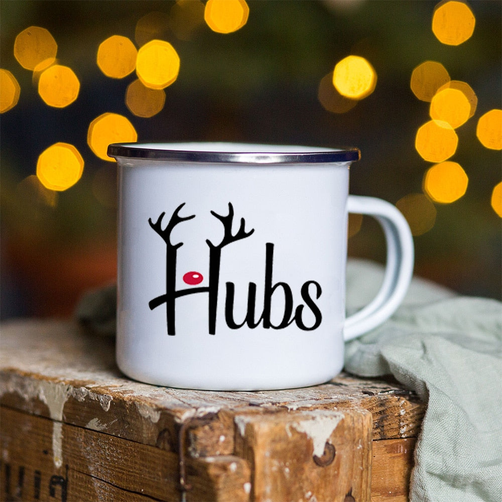 Snowman Deer Print Enamel Coffee Mugs Christmas Gifts New Year Party