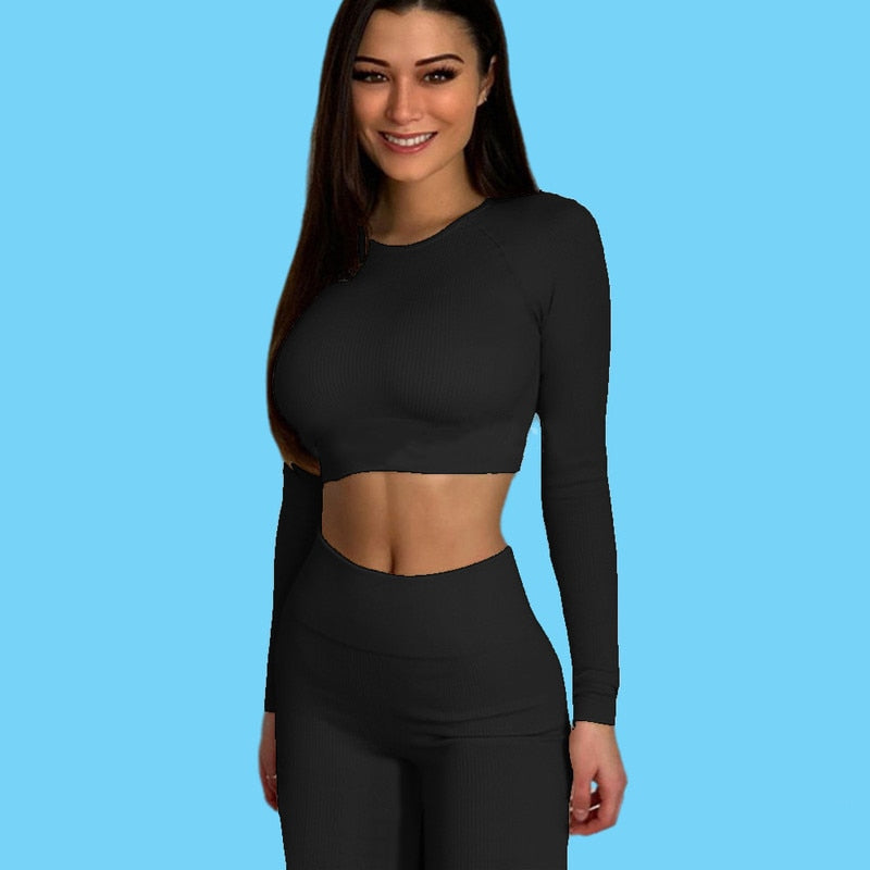 Seamless Sport Set Women 2 Two Piece Crop top Bra Leggings Shorts Yoga Set