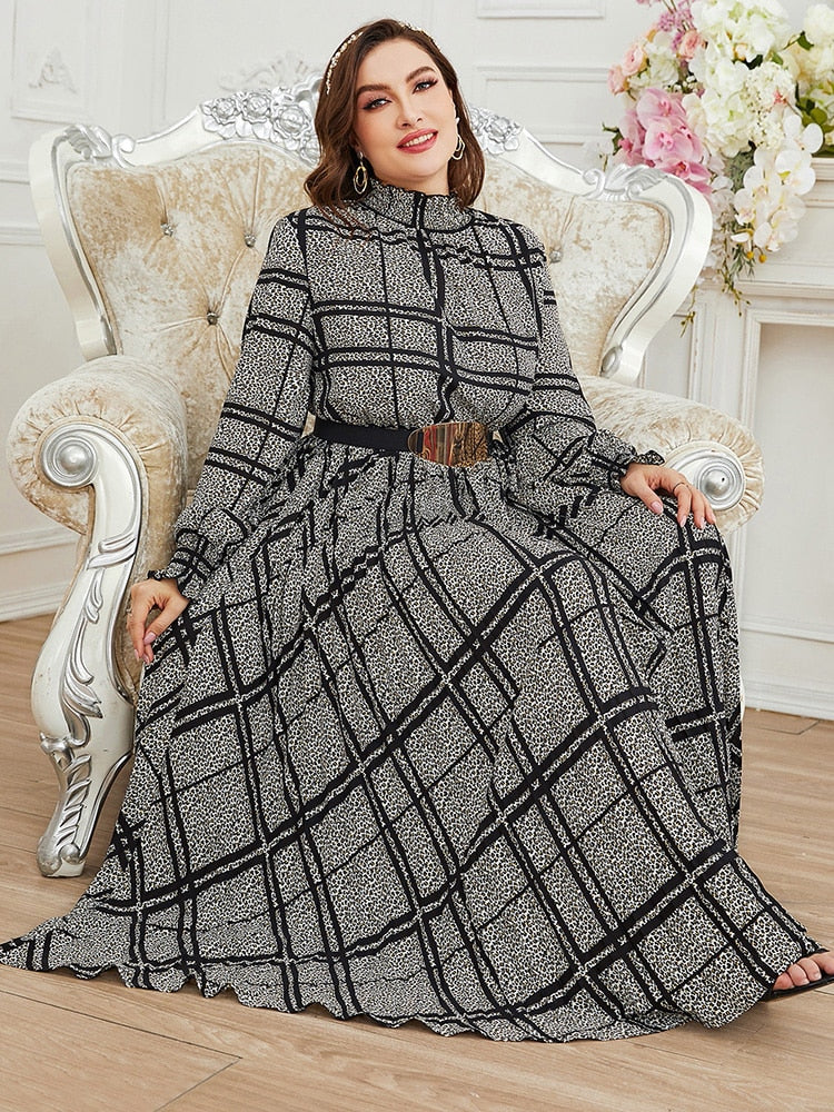 Women Plus Size Large Maxi Dress Elegant Long Sleeve
