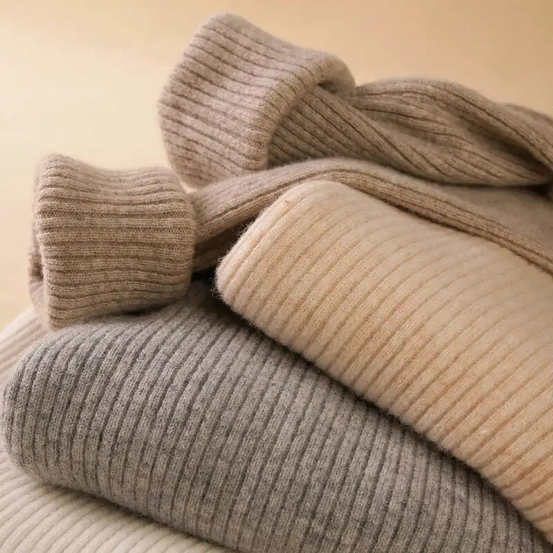 Women Turtleneck Sweaters Casual Soft Cashmere Pullovers Elastic