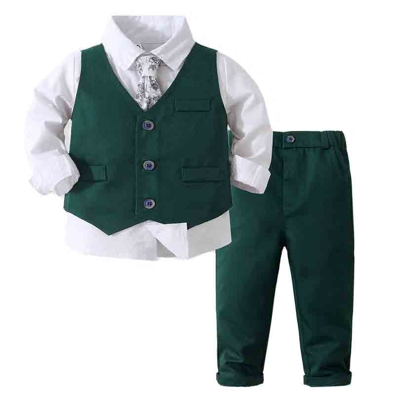 Formal Kids Boy Gentleman Clothes Long Sleeve& Pants Set