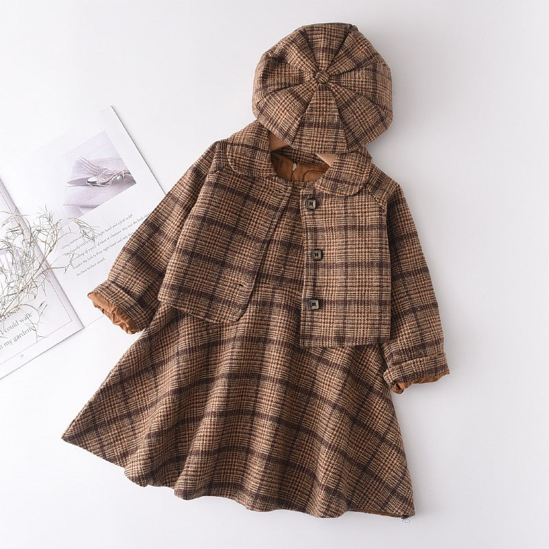 Girls Set Autumn Fashion Winter Wool Coats And Skirts