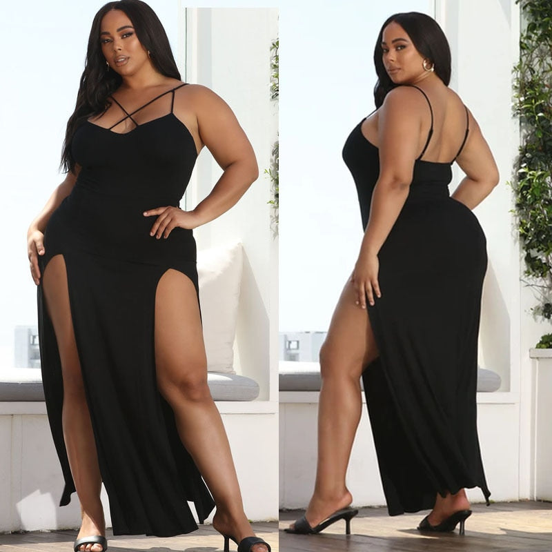 2022 Plus size women's summer new sexy sling high slit dress Sexy Outfits for Women,Prom Maxi Dresses.Make you more outstanding