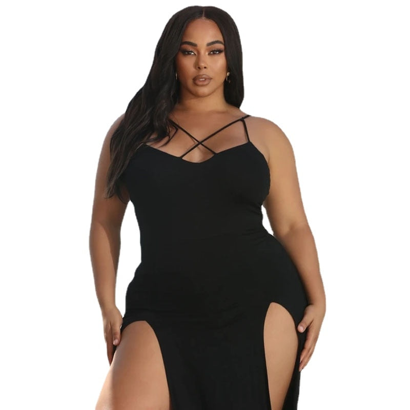 2022 Plus size women's summer new sexy sling high slit dress Sexy Outfits for Women,Prom Maxi Dresses.Make you more outstanding