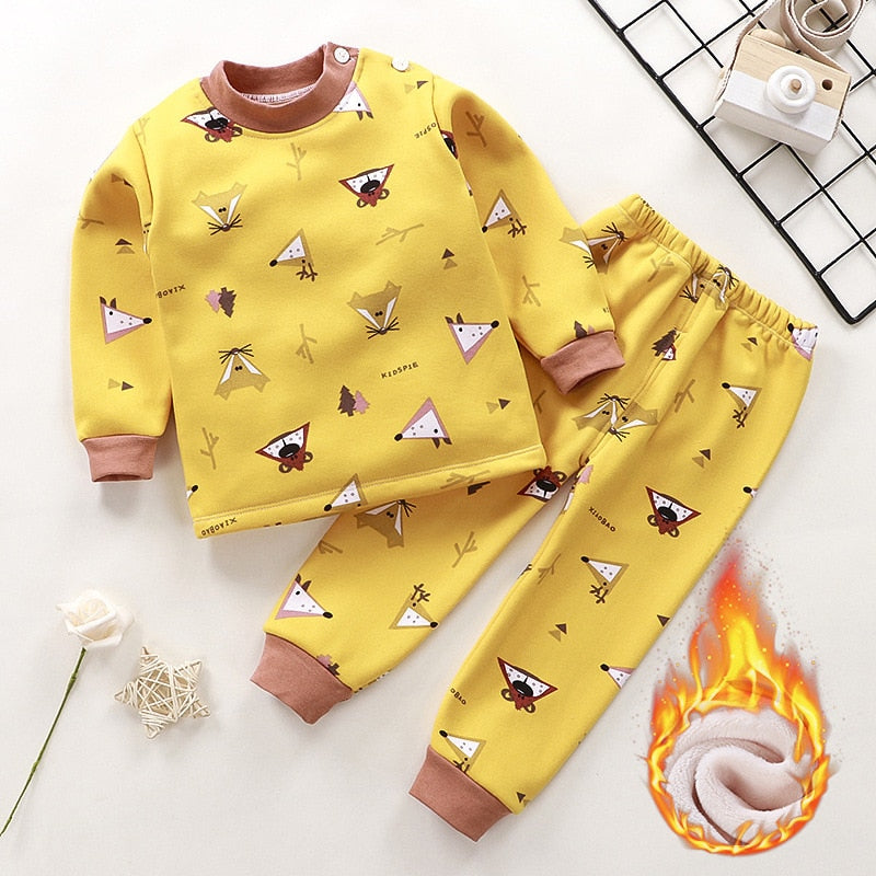 New Kids Boys Thicken T-Shirt Tops Pajama Sets Cartoon