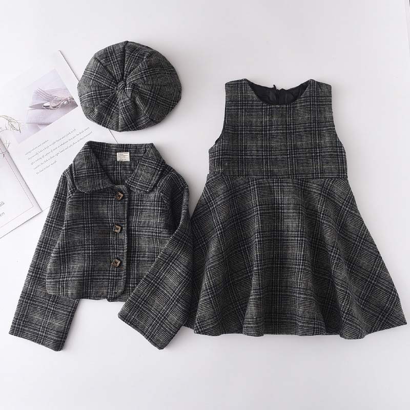 Girls Set Autumn Fashion Winter Wool Coats And Skirts