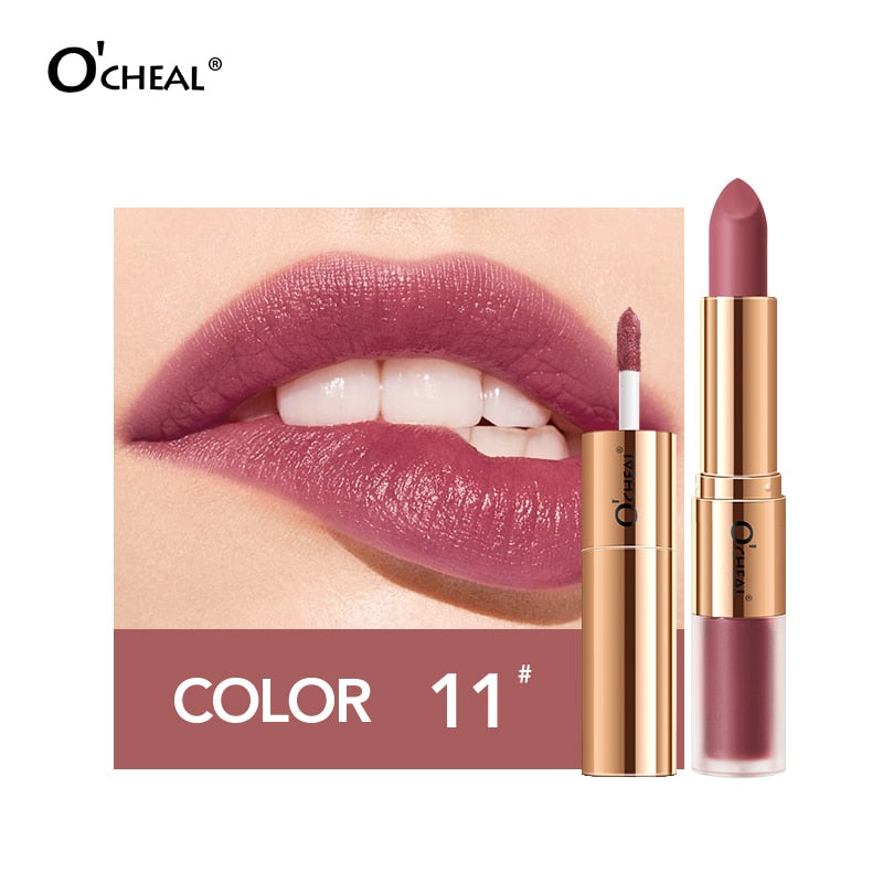 Dual Head 12 Colors Lip Gloss Long Lasting Moisture Lipstick