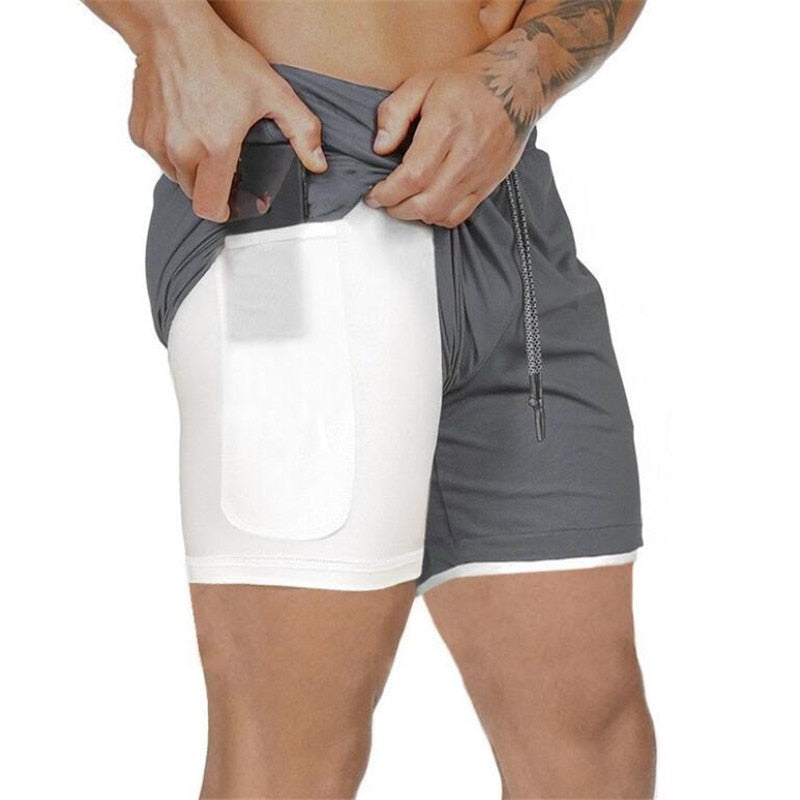 Sport Shorts Men Sportswear Double-deck Running Shorts 2 In 1 Bottoms