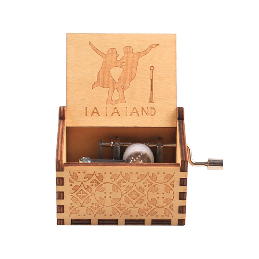 New Wooden Hand Crank Music Box Merry Christmas Music Theme
