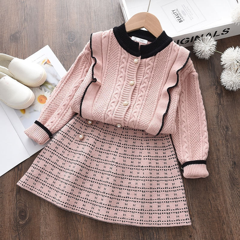 Girls Autumn Clothes Kids Winter Sweater Dress Woollen Long Sleeve