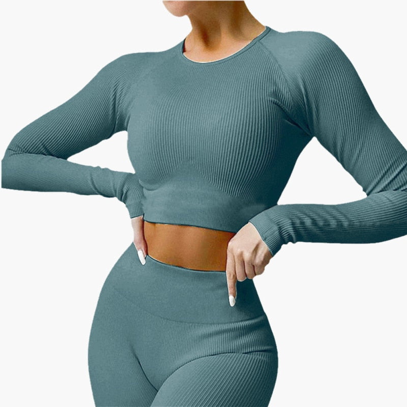 Seamless Sport Set Women 2 Two Piece Crop top Bra Leggings Shorts Yoga Set