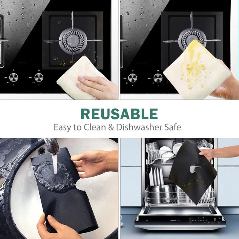 4/6/8Pcs Gas Stove Protector Cooker Cover Liner Clean Mat Pad