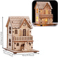 Wood Glowing Castle With Warm LED Lights Christmas Ornaments
