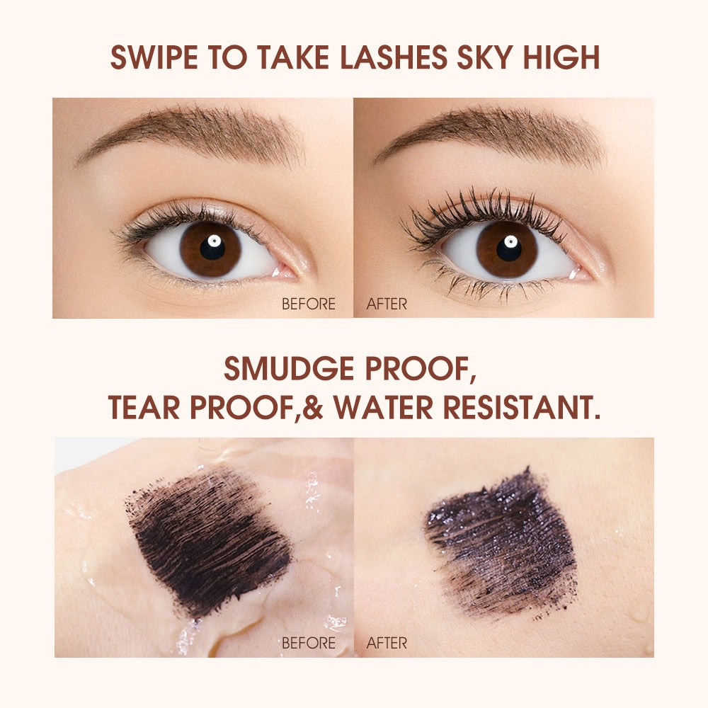 Black Mascara Lengthens Eyelashes Waterproof Long-lasting 4D Silk Fiber
