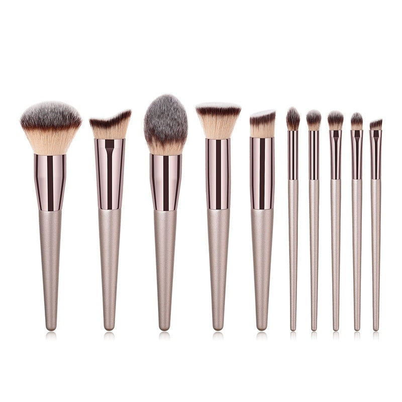 4/10pcs Champagne makeup brushes set for cosmetic foundation